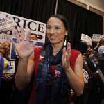 Rep. Sharice Davids at a campaign event.