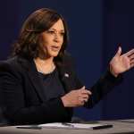 Democratic vice presidential candidate Sen. Kamala Harris, D-Calif., makes a point during the vice presidential debate Vice President Mike Pence Wednesday, Oct. 7, 2020, at Kingsbury Hall on the campus of the University of Utah in Salt Lake City.