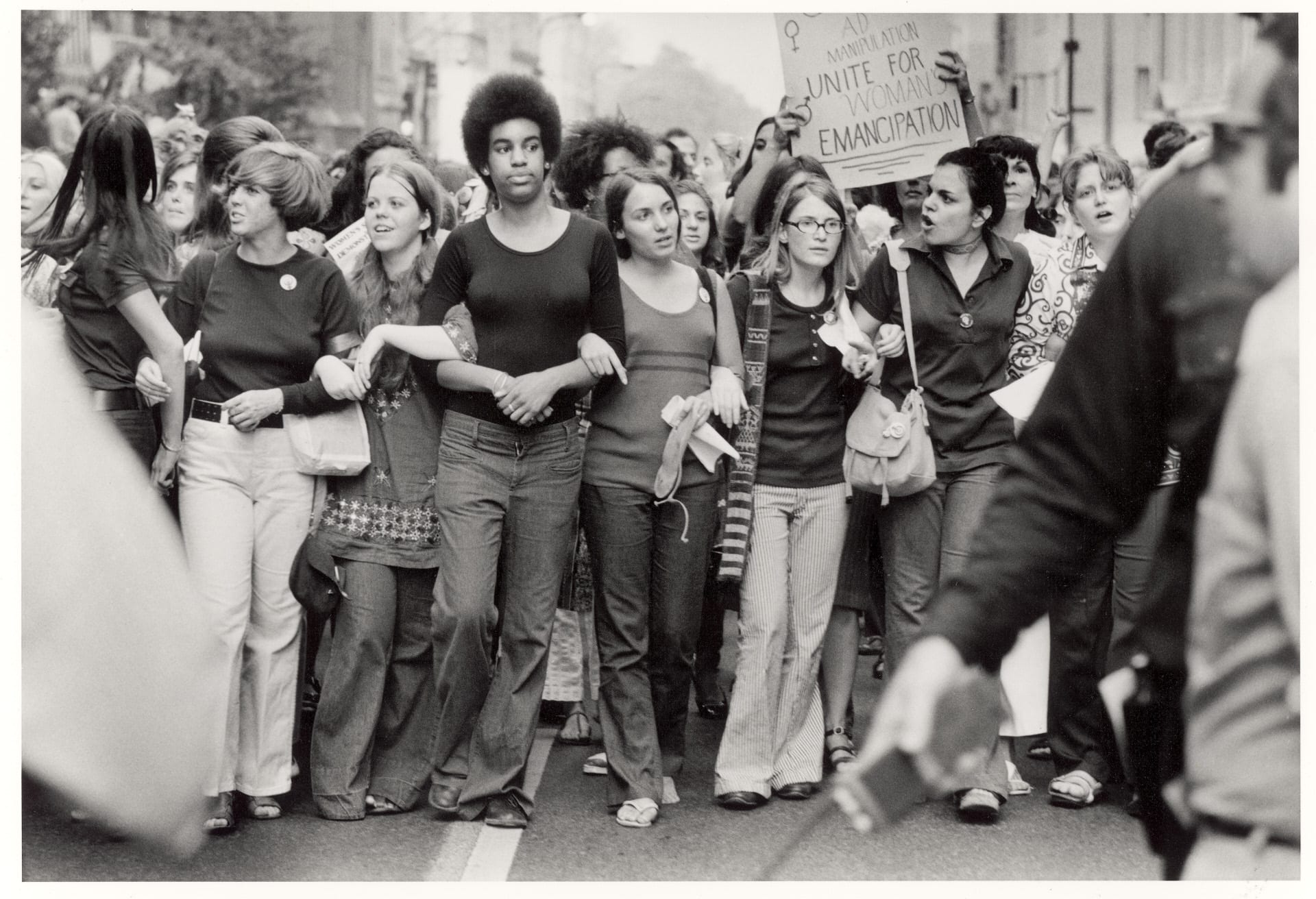 Enthusiastic and resolute women in large parade down Fifth Avenue on the 50th anniversary of the passage of the 19th Ammendment, which granted the women the right to vote, as they march for further women's rights. (Photo by John Olson/The LIFE Picture Collection via Getty Images)