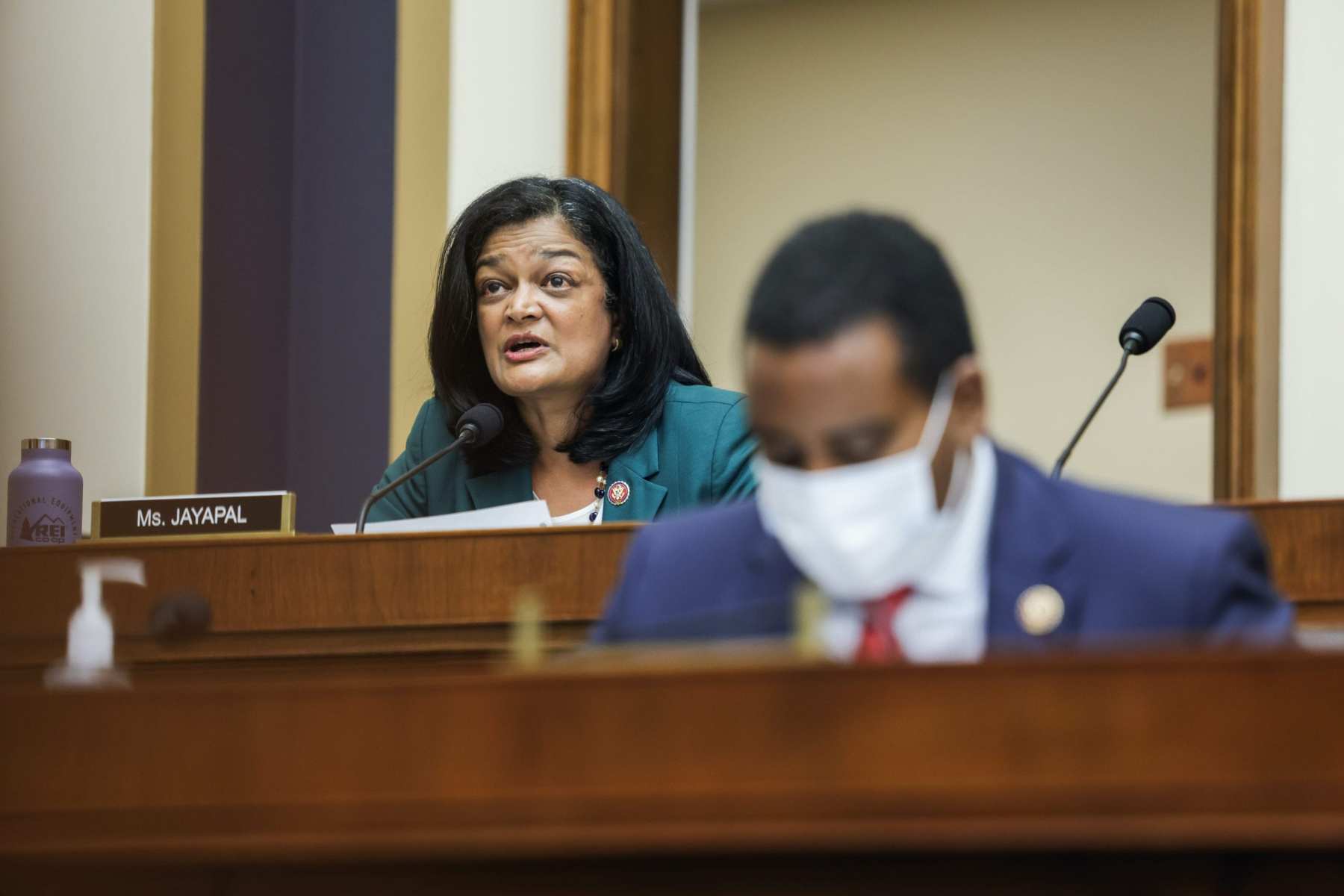 WASHINGTON, DC - JULY 29: Rep. Pramila Jayapal (D-WA) speaks during the House Judiciary Subcommittee on Antitrust, Commercial and Administrative Law hearing on Online Platforms and Market Power in the Rayburn House office Building, July 29, 2020 on Capitol Hill in Washington, DC. The committee was scheduled to hear testimony from the CEOs of Apple, Facebook, Amazon and Google. (Photo by Graeme Jennings-Pool/Getty Images)
