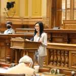 Sen. Michelle Au, D-GA, speaking from the well