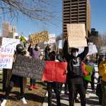 Demonstrators gathered outside the Georgia Capitol in opposition of the HB 531 bill.