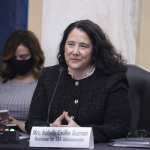 Isabella Casillas Guzman is sworn in at the Confirmation Hearing Held For SBA Administrator at the US Capitol.