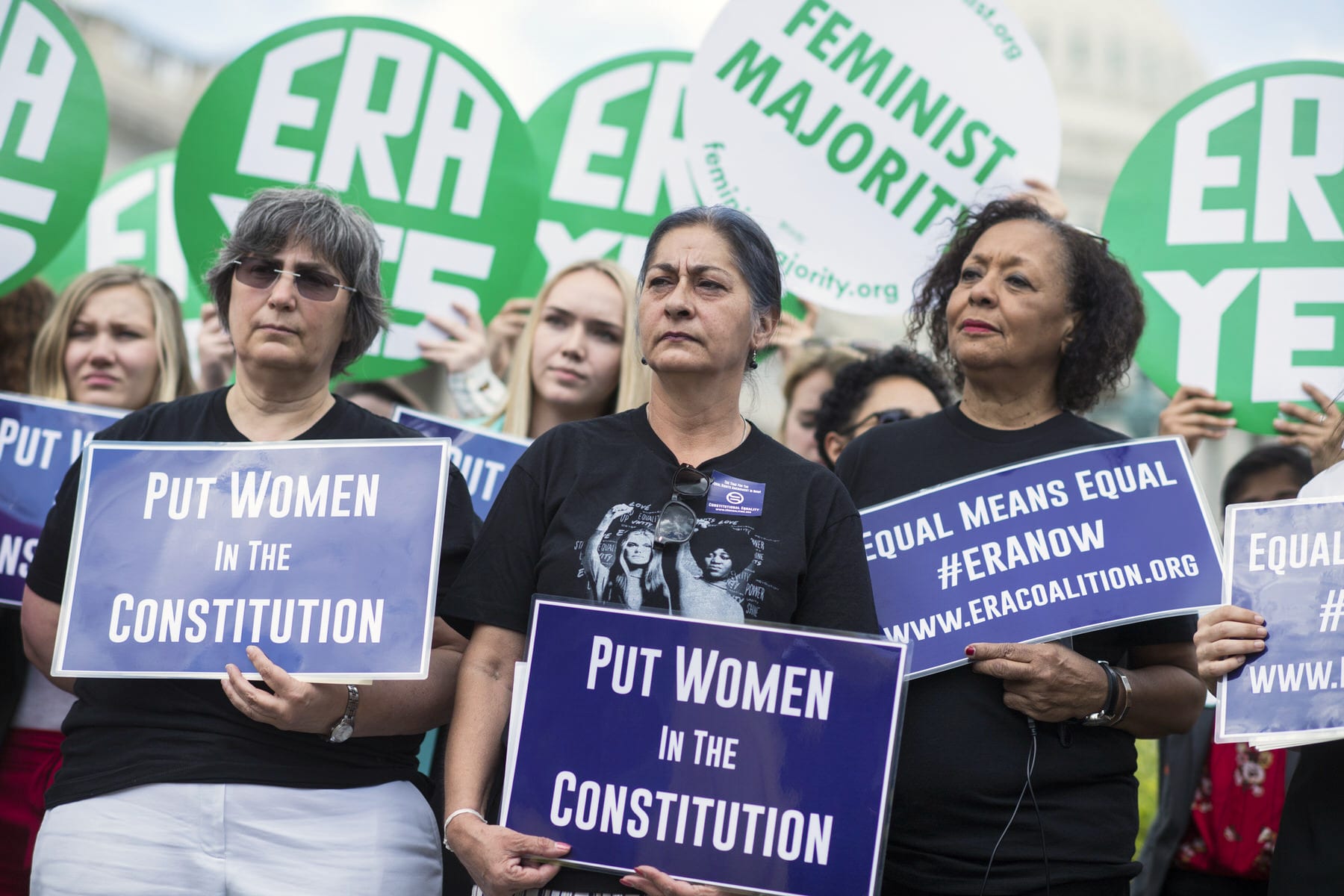 An image of members of the Equal Rights Amendment Task Force, attend a news conference at the House Triangle.