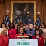 Speaker Pelosi and the Women's Caucus speak to the media