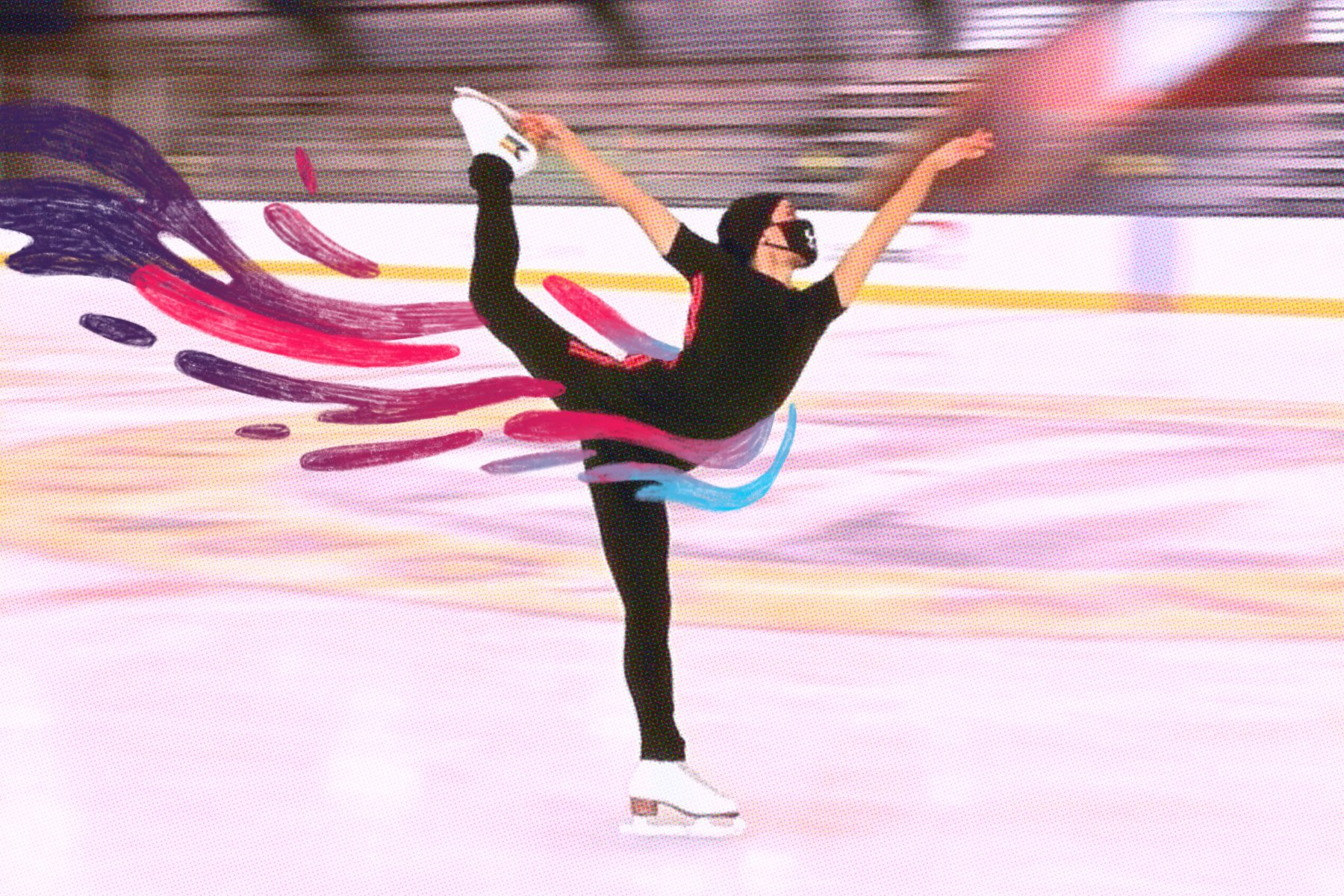 Eliot Halverson skates on ice.