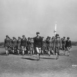 Captain Adams drills her company at a training center.