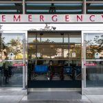 Sliding doors of emergency room in hospital