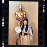 Sacheen Littlefeather holds her speech at the 1973 Oscars.