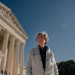 Edward Blum tands for a portrait in front of the U.S. Supreme Court.