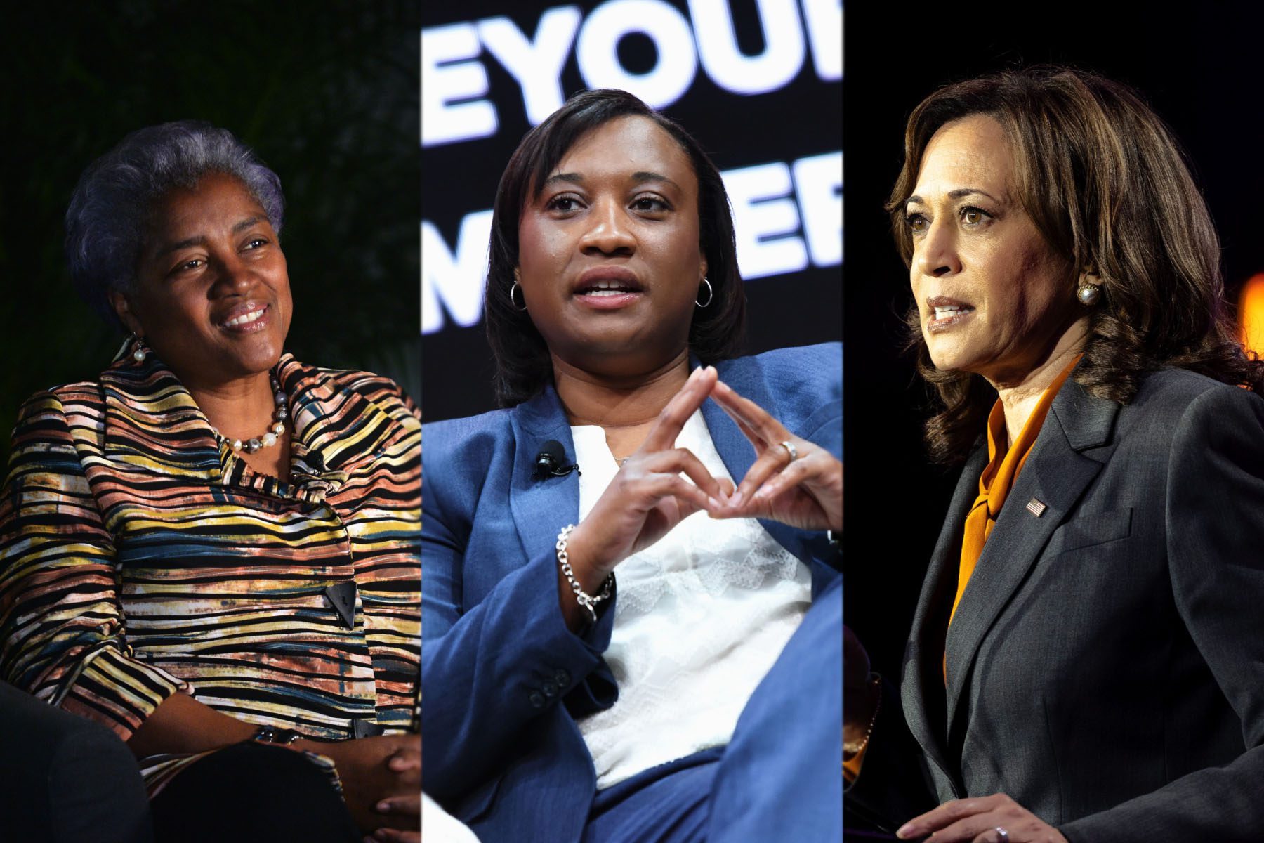 Tryptich of Donna Brazile, Laphonza Butler and Kamala Harris