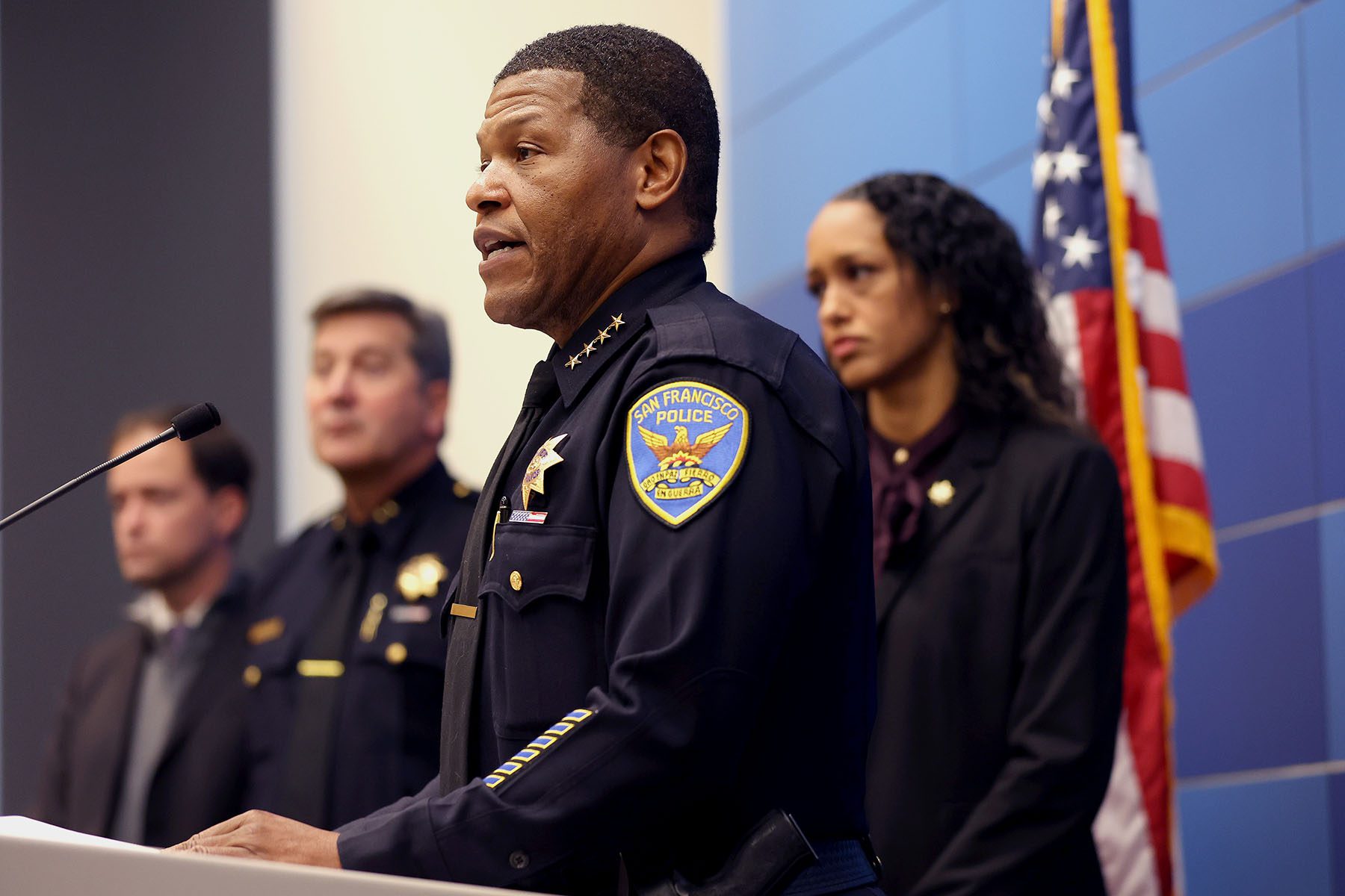 San Francisco police chief Bill Scott speaks to reporters about the break in and attack at the home of Nancy Pelosi.
