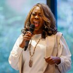 LaTosha Brown speaks at a Women of Color Leadership dinner in Washington, D.C.