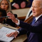 Joe Biden's speech notes are seen as he delivers the State of the Union address in the House Chamber of the Capitol.