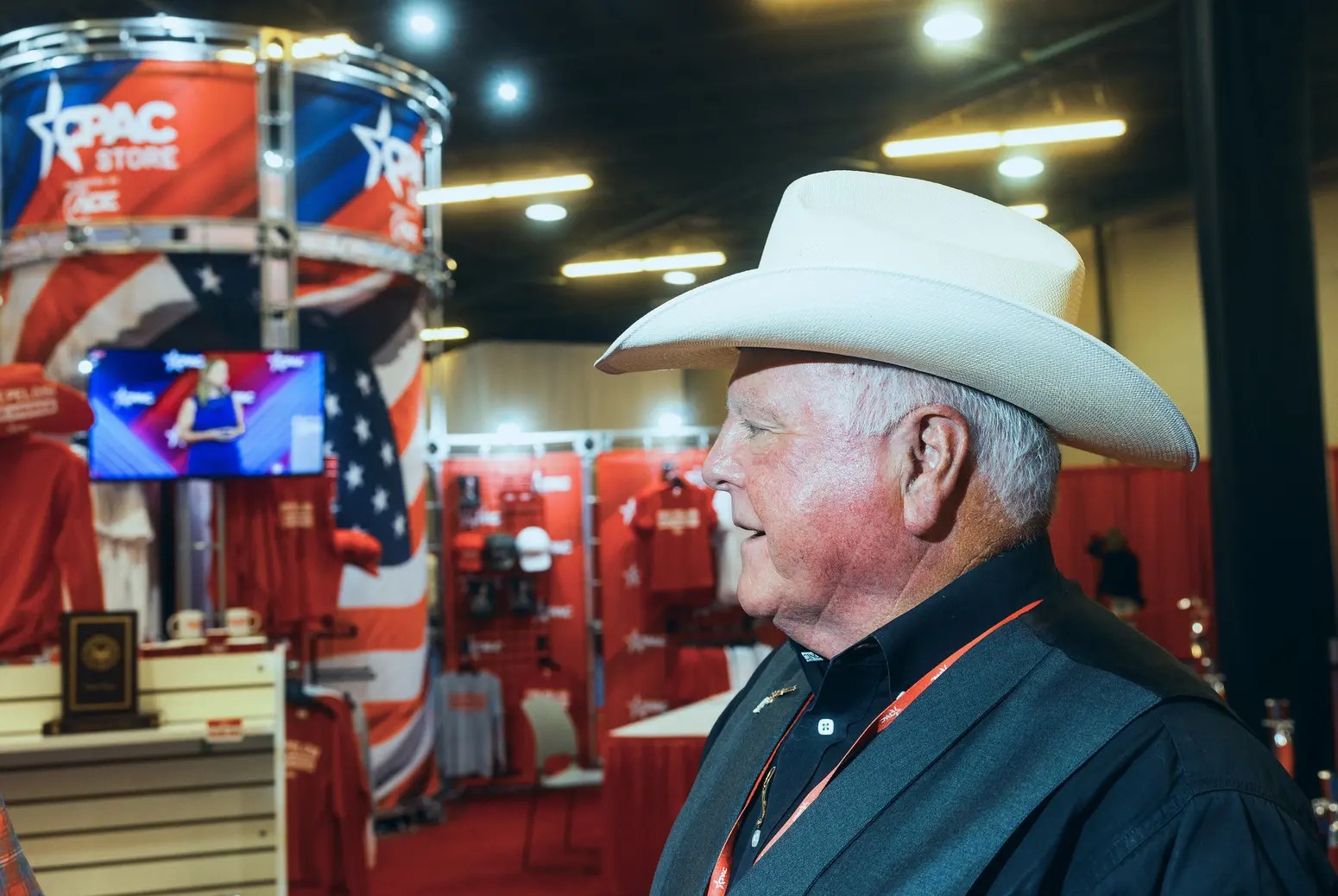 Agricultural Commissioner Sid Miller speaks to reporters at the 2022 Conservative Political Action Conference in Dallas on Aug. 6, 2022.