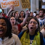 Protestors call for gun reform laws at Tennessee State Capitol building on April 6, 2023 in Nashville, Tennessee.