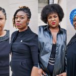 From left: Delishia Porterfield, Charlane Oliver, Tequila Johnson and Zulfat Suara pose for portraits on the steps of the Tennessee State Capitol.