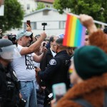 Large crowds gather as the Glendale Unified School District school board votes on a resolution to observe June as Pride Month in Burbank, California on June 6, 2023.
