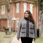 Kimberly Teehee poses for a portrait in front of the Cherokee National History Museum in Talequah, Oklahoma in April 2023.