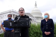 Sindy Benavides, the president and CEO of Latino Victory, speaks on Capitol Hill in 2020.