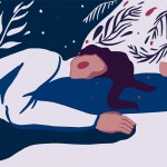 abstract illustration of a young woman laying down.