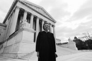 Newly appointed Supreme Court Justice Sandra Day O'Connor stands in front of the US Supreme Court Building following her being sworn in, September 25, 1981