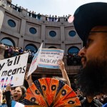 A photo of a crowd of protesters.