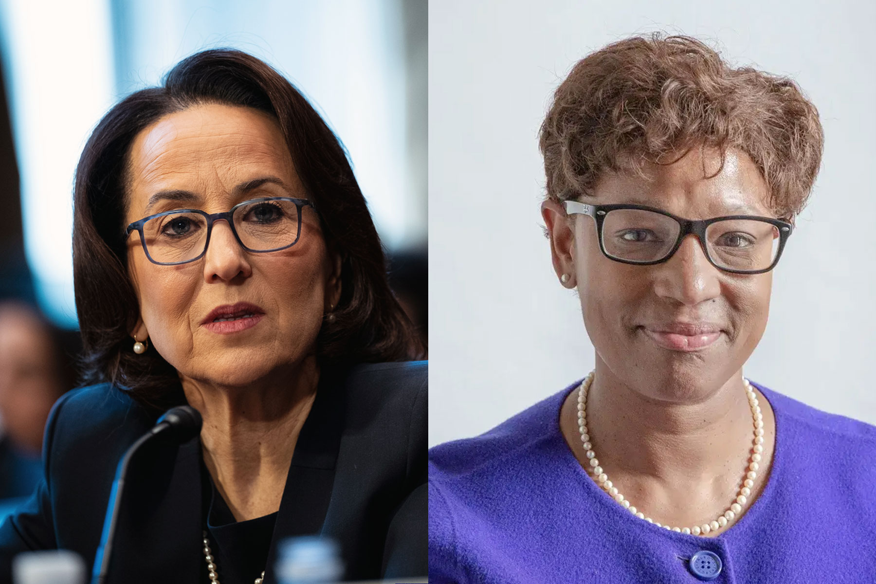 A diptych of two LGBTQ+ judges: (from left to right) Nicole Berner and Melissa DuBose.