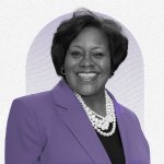 A 19th portrait of Berenecea Johnson Eanes in a purple blazer.