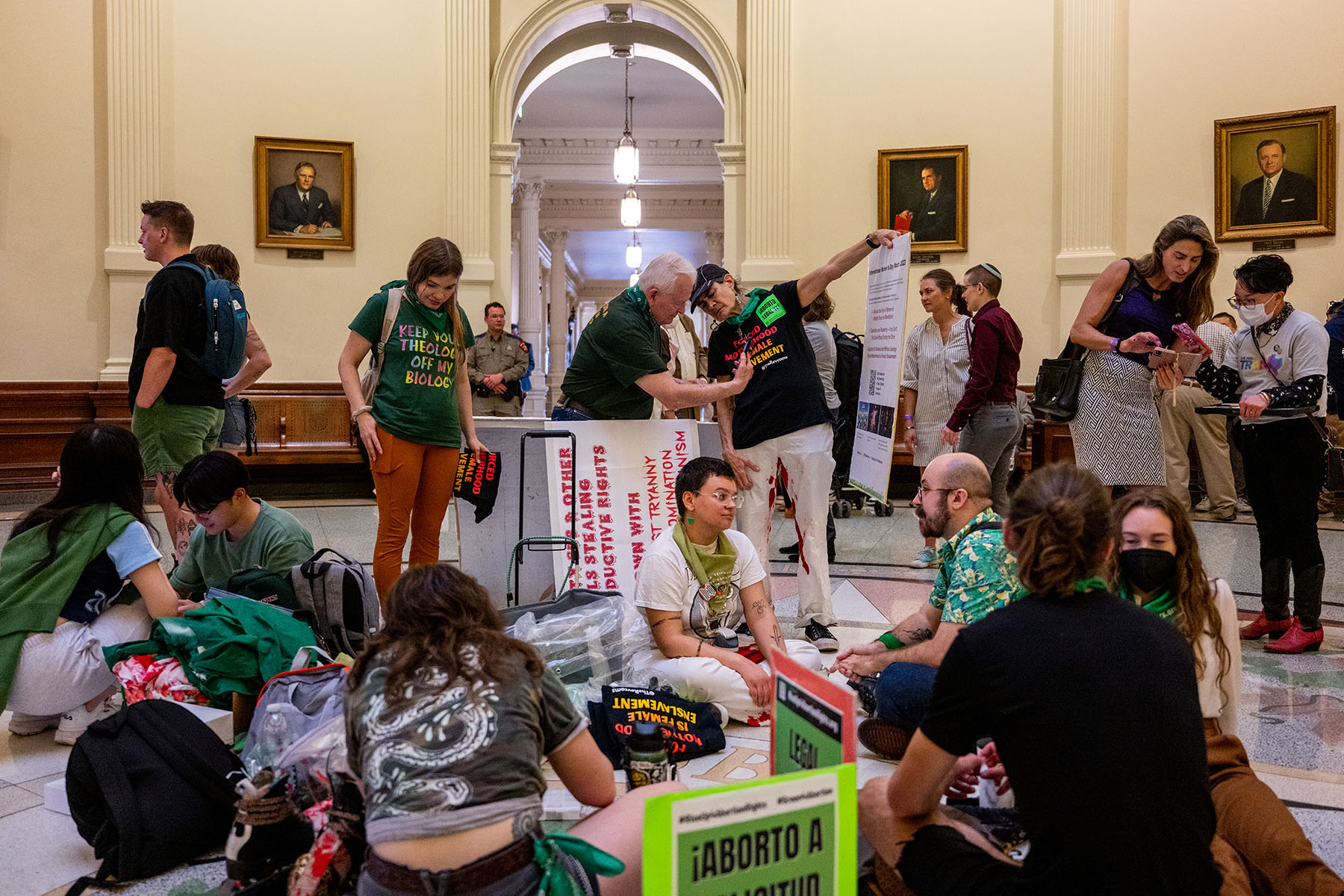 Abortion rights activists gather at the Texas State Capitol.