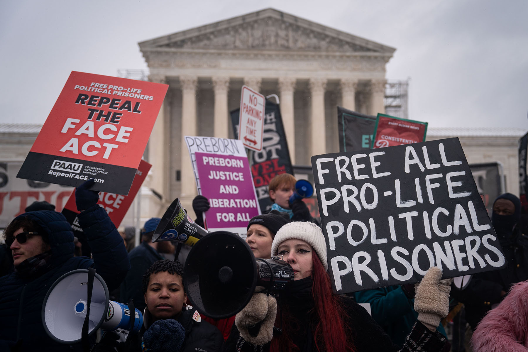 People attend the annual March for Life rally outside of the Supreme Court.