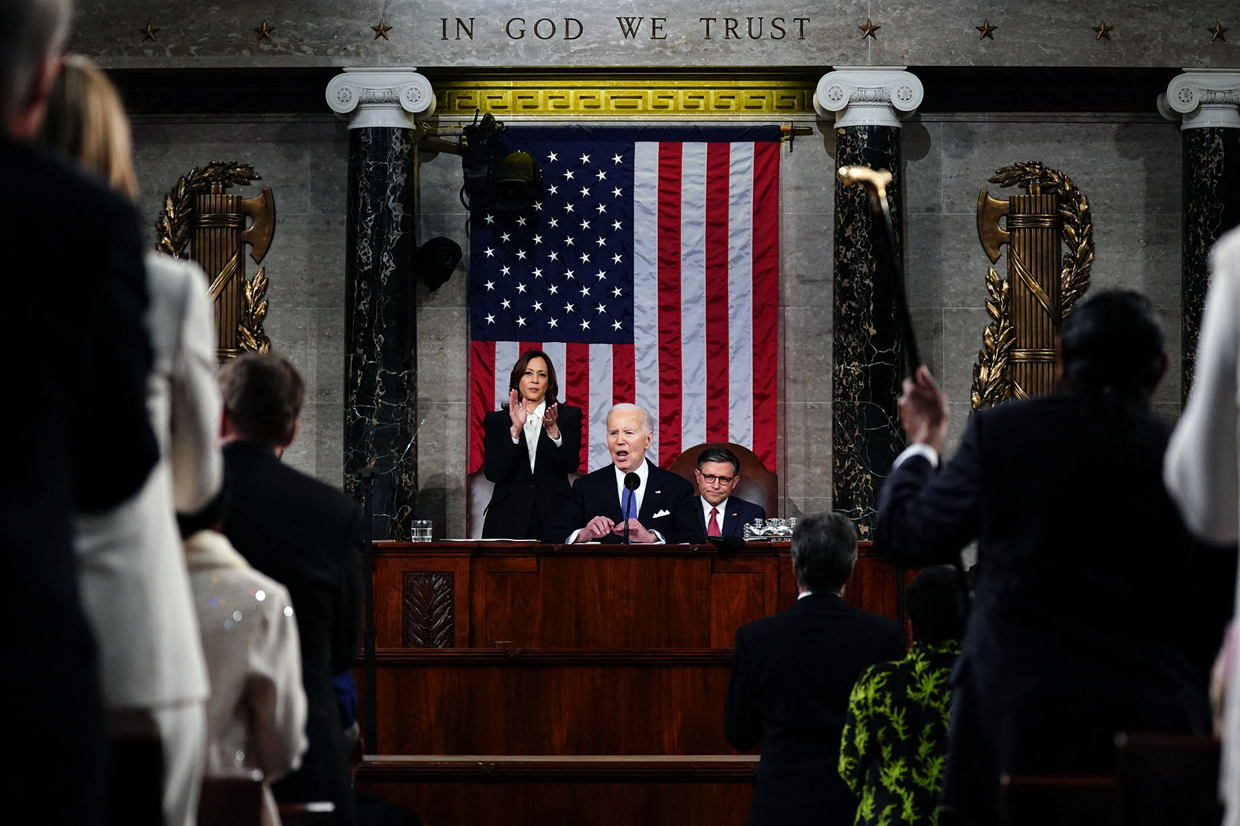 President Biden delivers the State of the Union address in the House Chamber of the Capitol.