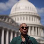 Rep. Ayanna Pressley speaks during a news conference to discuss student debt cancellation on Capitol Hill September 29, 2022, in Washington, DC.