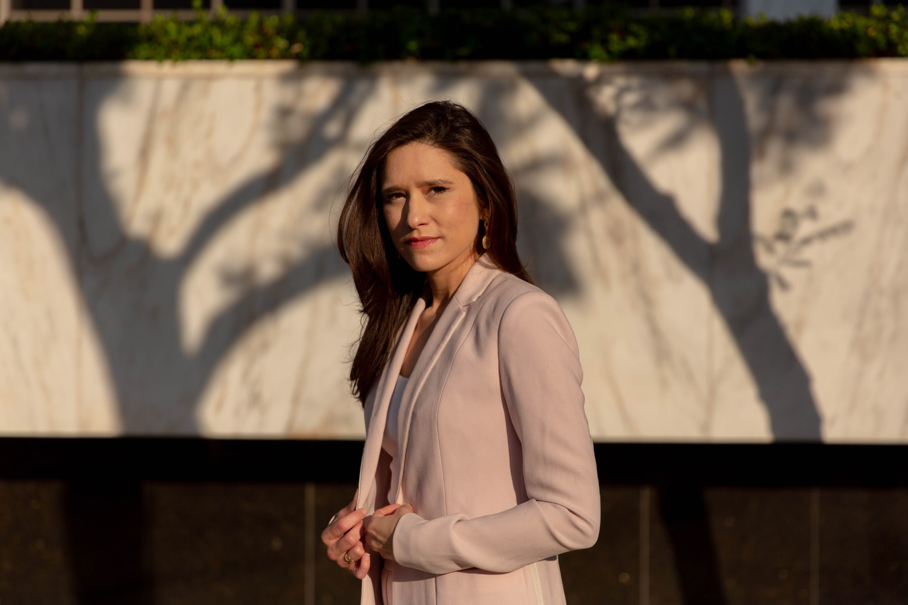 Jessica Denson stands outside in Los Angeles