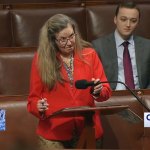 A screenshot from CSPAN of US Representative Jennifer Wexton, VA (10th District) speaking at a podium.