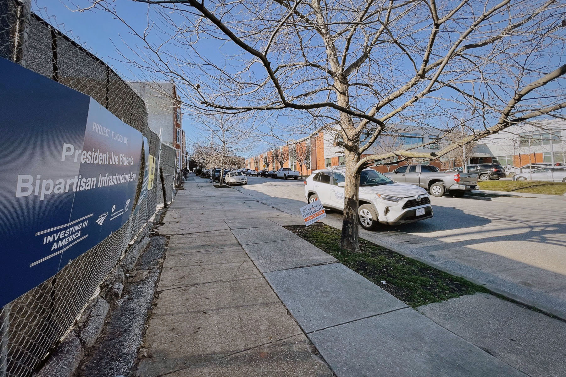 A construction work site for a planned Amtrak ventilation facility is pictured across the street from Dorothy I. Height Elementary School.