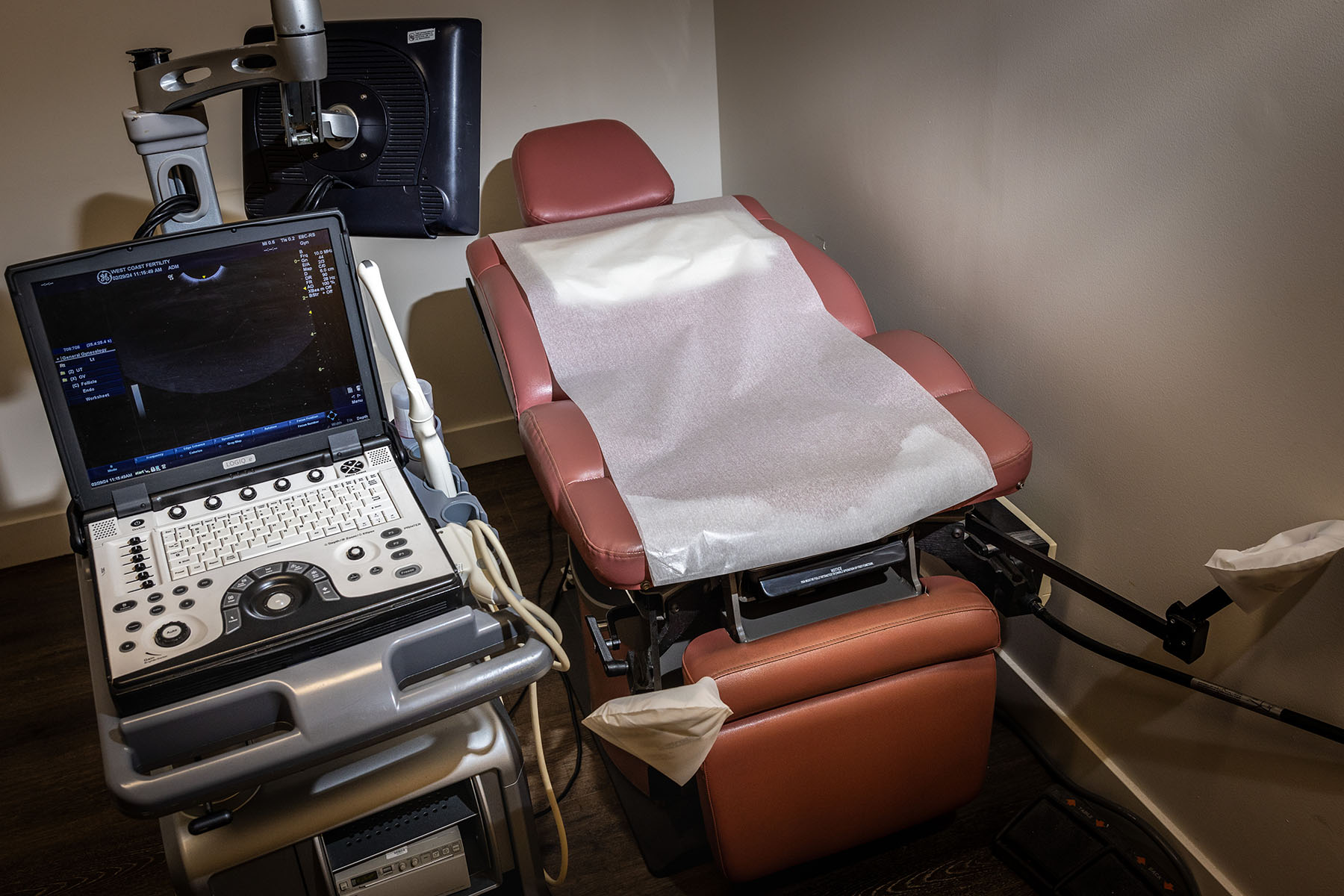 A patient room is seen at a fertility center.