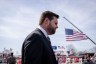 JD Vance arrives at a rally hosted by former President Donald Trump.