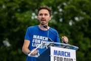 David Hogg speaks at a March For Our Lives rally on the National Mall.