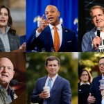 From top left: Michigan Gov. Gretchen Whitmer, Maryland Gov. Wes Moore, Mark Cuban, Arizona Sen. Mark Kelly, Secretary of Transportation Pete Buttigieg and Pennsylvania Gov. Josh Shapiro