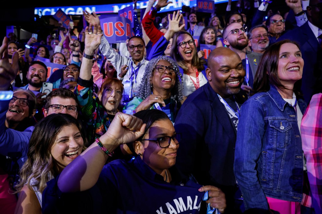 The Michigan delegation cast their votes during the Ceremonial Roll Call of States.