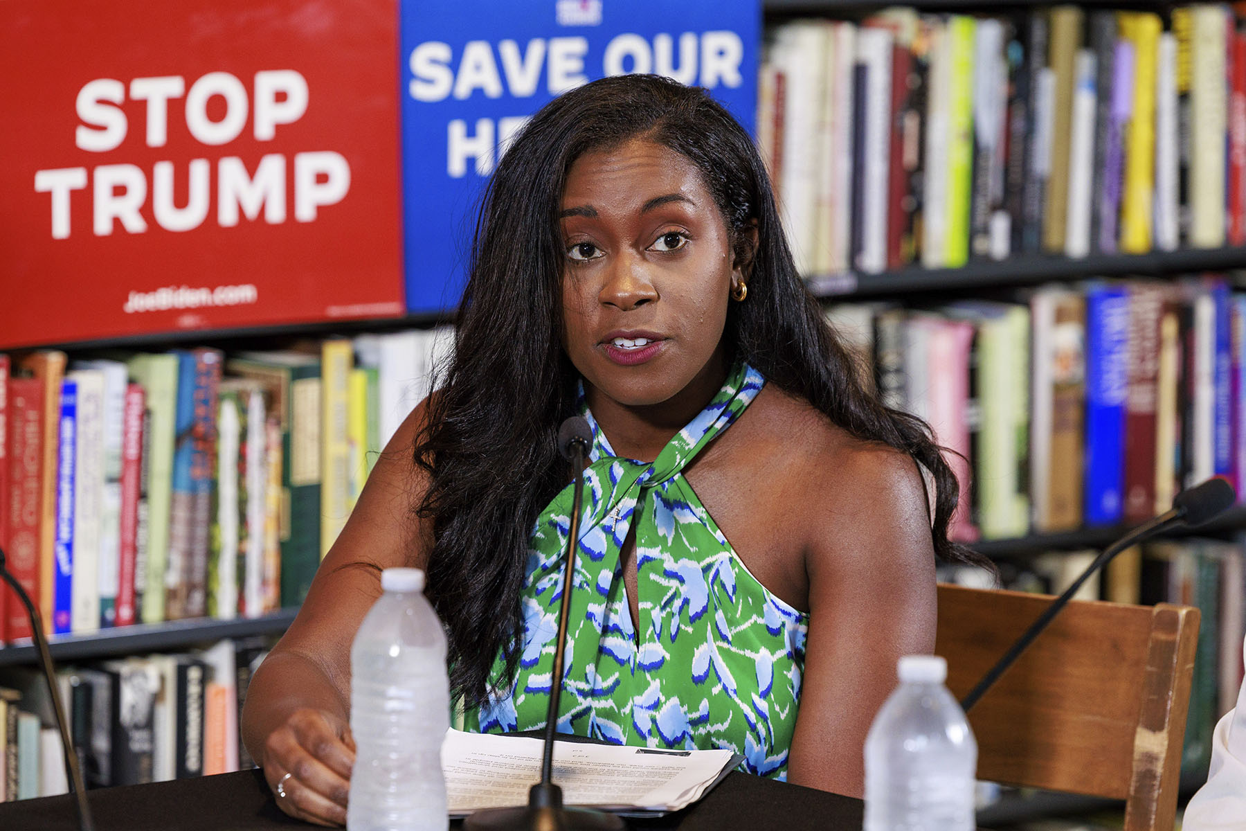 Kaitlyn Joshua participates in a reproductive rights roundtable in Flint, Michigan.