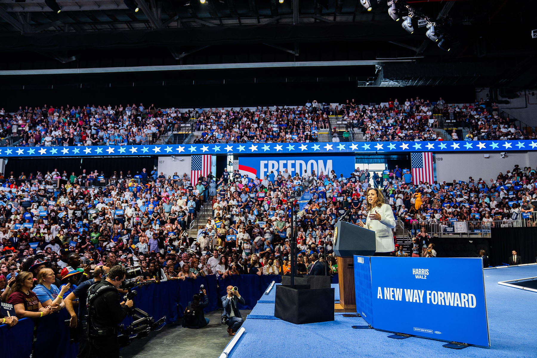 Vice President Kamala Harris speaks at a rally in Savannah, Georgia, as part of her 'Fighting for Reproductive Freedom' tour.