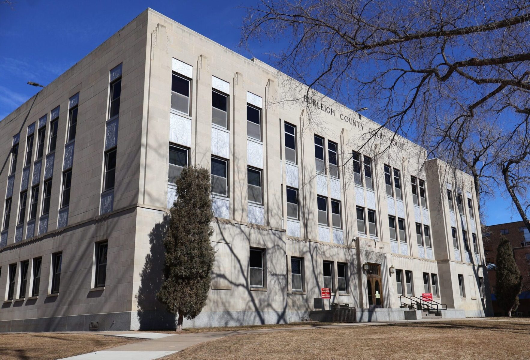 The exterior of the Burleigh County Courthouse in North Dakota.