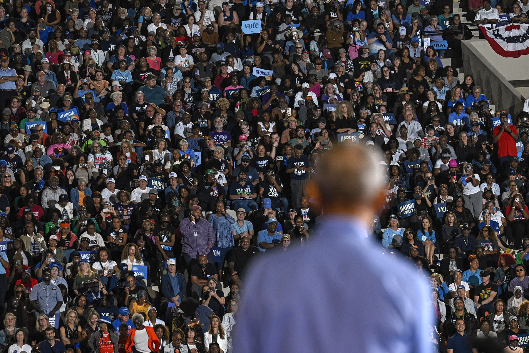 Former President Barack Obama speaks during a campaign rally supporting Vice President Kamala Harris in Clarkston, Georgia.