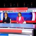 CBS News anchors Norah O’Donnell (L) and Margaret Brennan moderate the debate between JD Vance And Tim Walz at the CBS Broadcast Center.