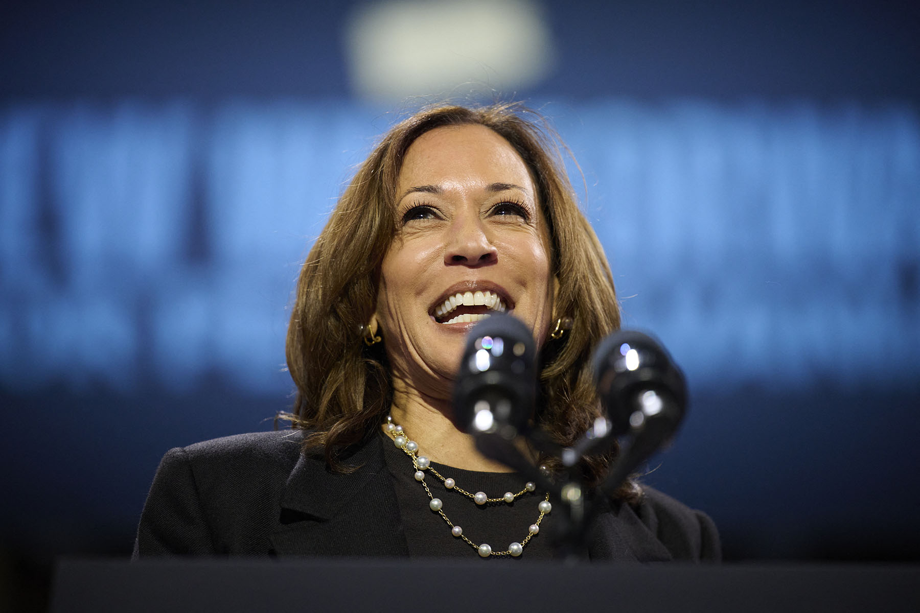 Vice President Harris speaks at a campaign event in Erie, Pennsylvania.