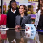 Kamala Harris is pictured in studio at ABC during the recording of 