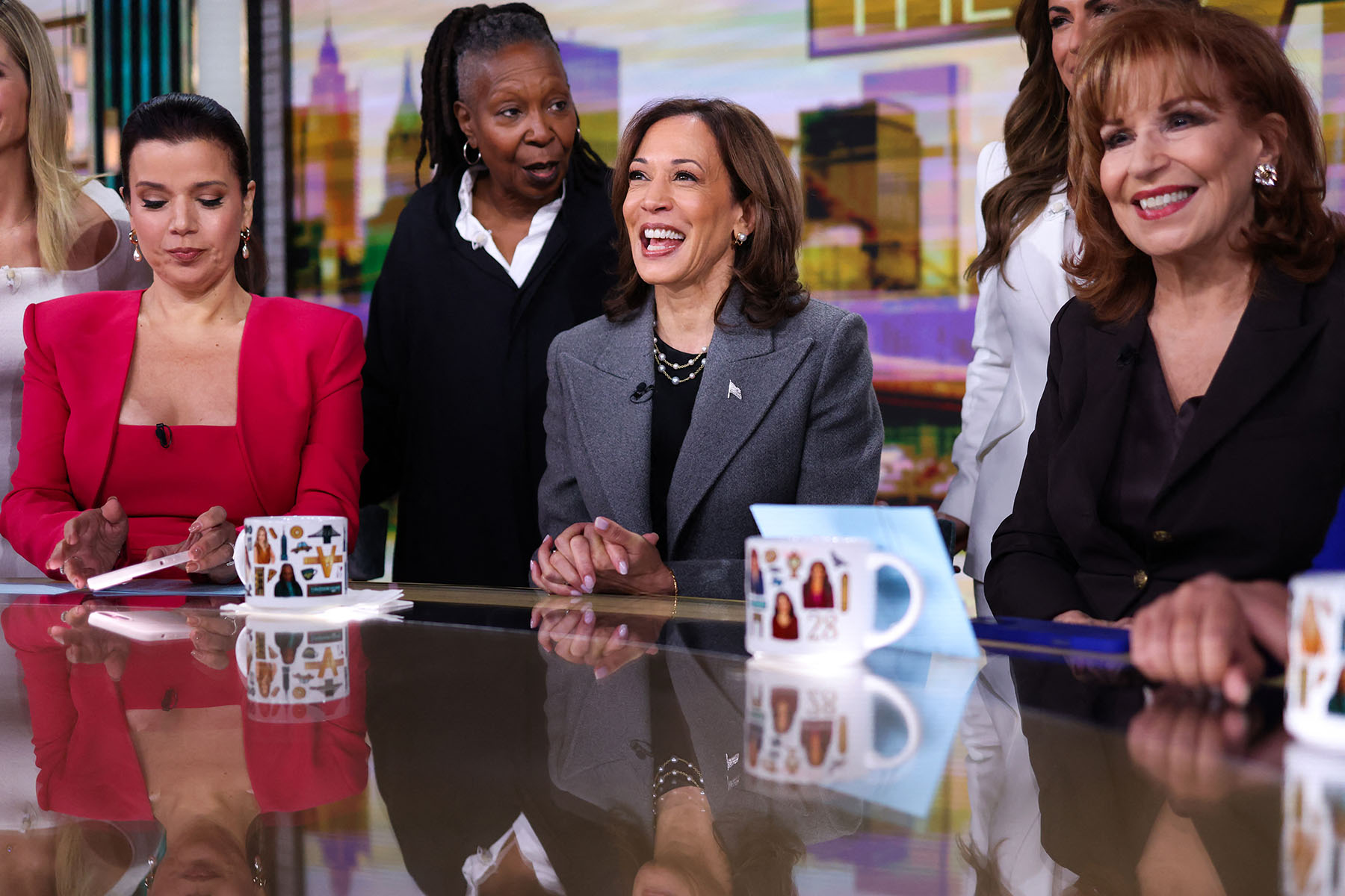 Kamala Harris is pictured in studio at ABC during the recording of "The View" in New York City.