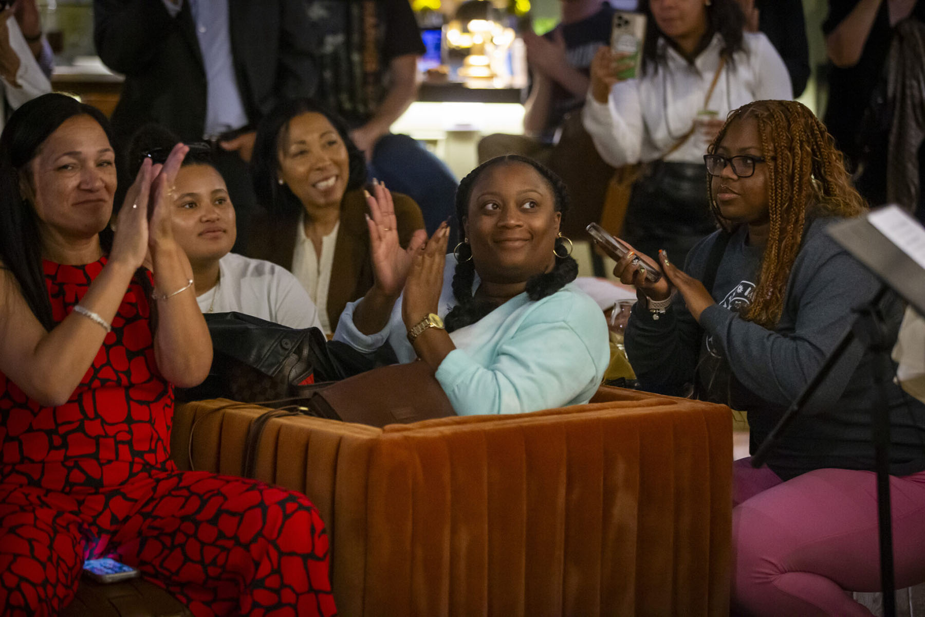 Supporters listen to Judge Goodwine’s victory speech during her watch party in Lexington, Kentucky.